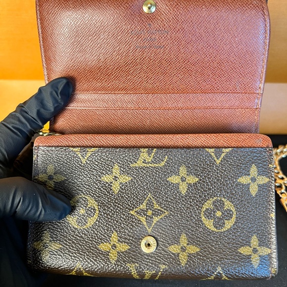 Louis Vuitton Monogram Porte Monnaie Billets Tresor Wallet W/Unbranded Chain A56 - Picture 4 of 17